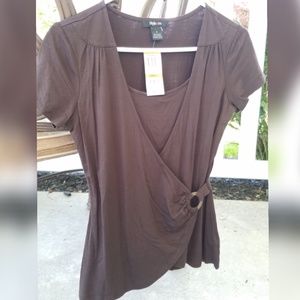 *NWT* Brown Style&Co. Wrap Top